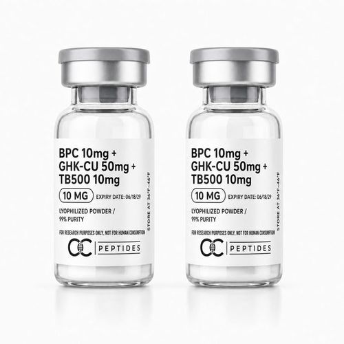 BPC 10mg + GHK-CU 50mg + TB500 10mg research vials, CC Peptides